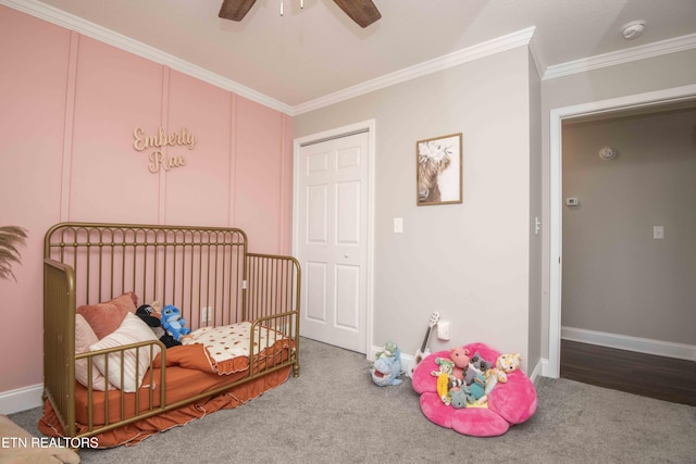 1359 Byrd Cir, Kingston, TN 37763 - carpeted bedroom with ornamental molding and a ceiling fan