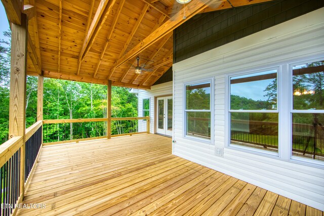 760 Rockview Rd, Jamestown, TN 38556 - wooden terrace featuring a ceiling fan and french doors