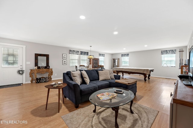 1292 Deer Lodge Hwy, Sunbright, TN 37872 - living room with light wood-type flooring, recessed lighting, and billiards