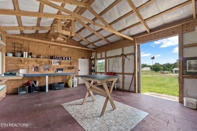 1292 Deer Lodge Hwy, Sunbright, TN 37872 - miscellaneous room featuring high vaulted ceiling and a workshop area