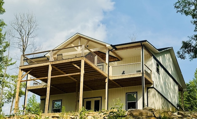 669 Crooked Branch Pvt Rd, Huntsville, TN 37756 - back of house with a wooden deck and french doors