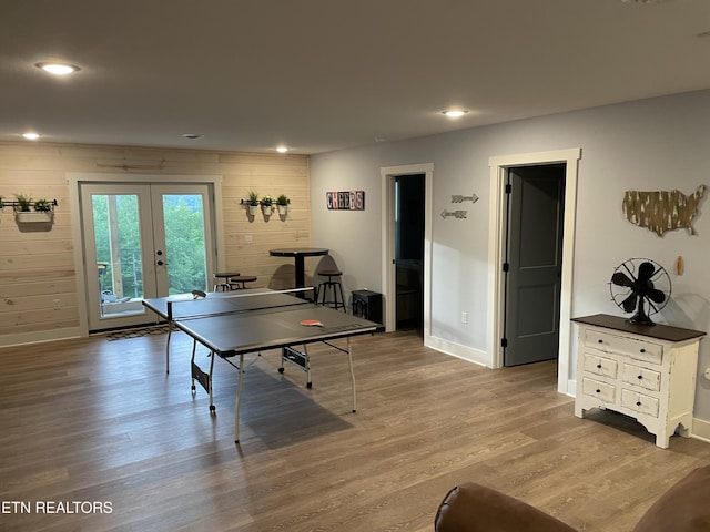 669 Crooked Branch Pvt Rd, Huntsville, TN 37756 - recreation room featuring french doors, wood finished floors, and recessed lighting