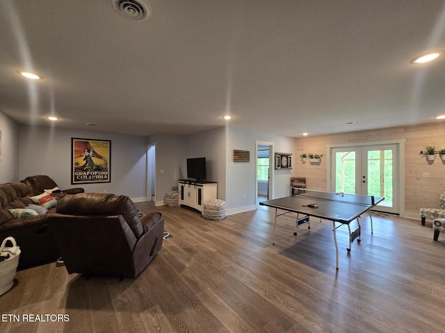 669 Crooked Branch Pvt Rd, Huntsville, TN 37756 - rec room with french doors, wood finished floors, and recessed lighting