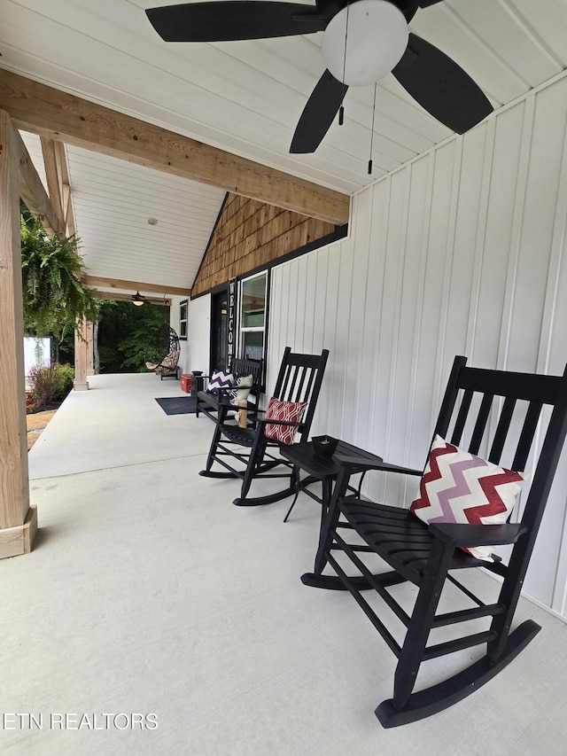 669 Crooked Branch Pvt Rd, Huntsville, TN 37756 - covered porch with ceiling fan