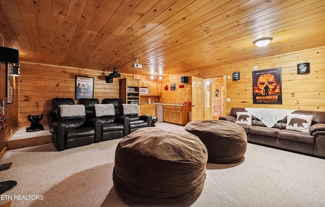 1930 Orchard Dr, Sevierville, TN 37876 - cinema featuring light colored carpet, wood ceiling, and wooden walls