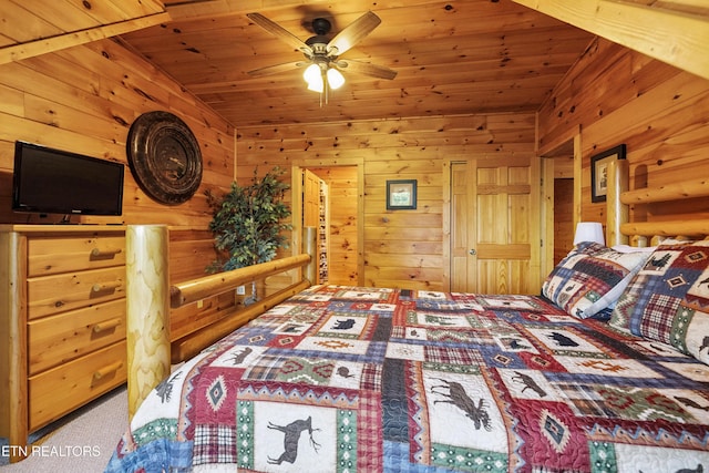 1930 Orchard Dr, Sevierville, TN 37876 - bedroom with carpet flooring, wooden walls, and wood ceiling