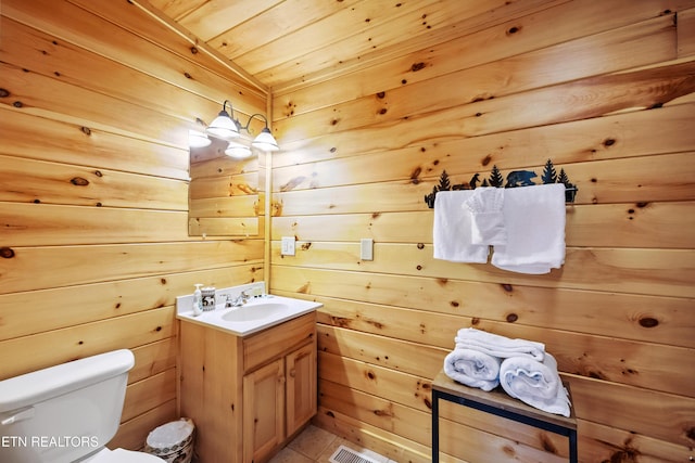 1930 Orchard Dr, Sevierville, TN 37876 - bathroom with vanity, wooden walls, and wood ceiling