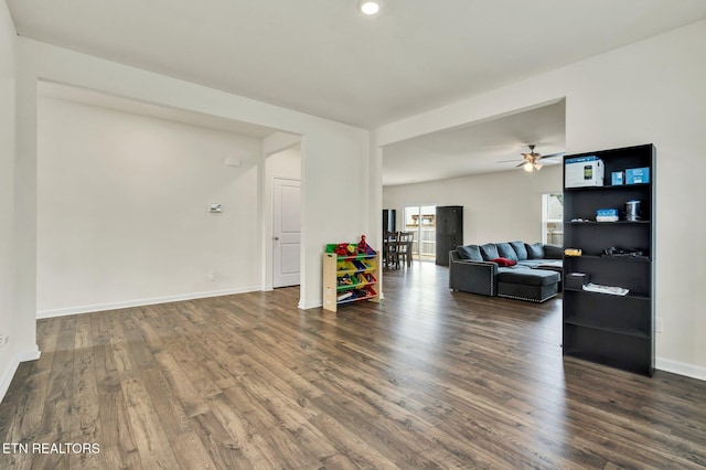 3235 NE Rolling Meadow Way, Cleveland, TN 37323 - living room featuring wood finished floors, ceiling fan, and recessed lighting
