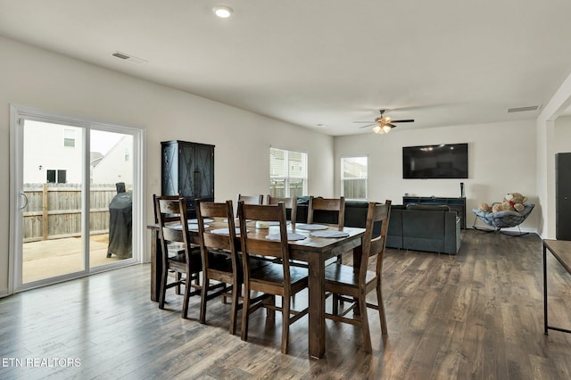 3235 NE Rolling Meadow Way, Cleveland, TN 37323 - dining area with dark wood-type flooring and a ceiling fan