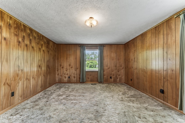 7518 Clapps Chapel Rd, Corryton, TN 37721 - spare room with a textured ceiling, carpet, and wooden walls