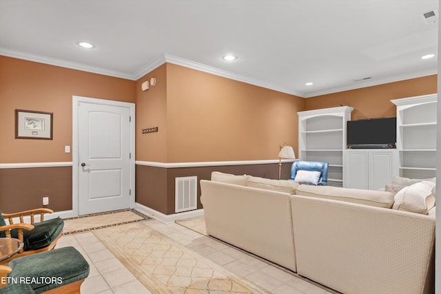 232 Park Meade Pl, Oak Ridge, TN 37830 - tiled living area with recessed lighting and crown molding