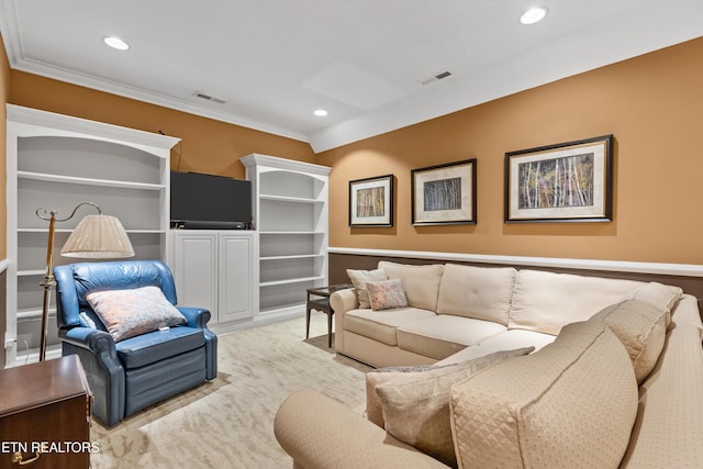 232 Park Meade Pl, Oak Ridge, TN 37830 - living area featuring recessed lighting, crown molding, and carpet floors