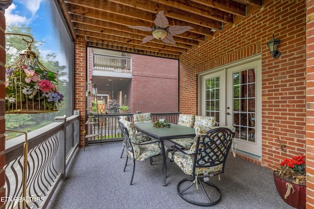 232 Park Meade Pl, Oak Ridge, TN 37830 - view of patio / terrace with french doors, outdoor dining area, and ceiling fan