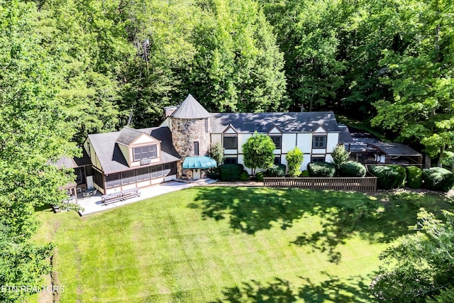 3950 Castle Rd, Gatlinburg, TN 37738 - aerial view of property and surrounding area with a heavily wooded area