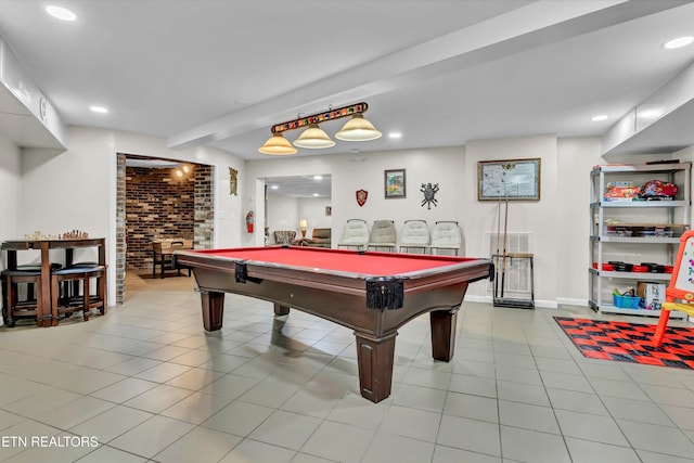 3950 Castle Rd, Gatlinburg, TN 37738 - recreation room featuring billiards table, tile patterned flooring, and recessed lighting