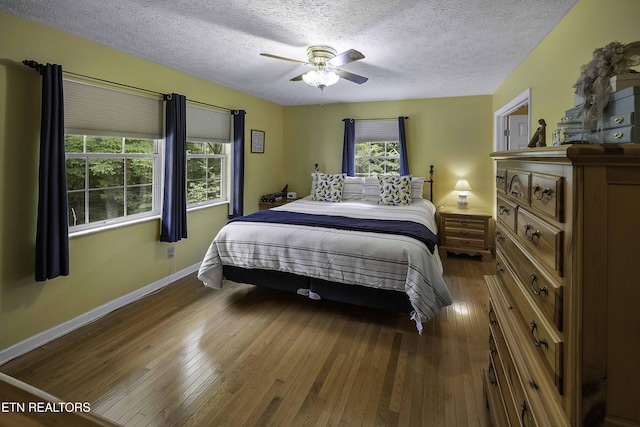 113 Skyland Ln, Powell, TN 37849 - bedroom with wood-type flooring, a textured ceiling, and ceiling fan