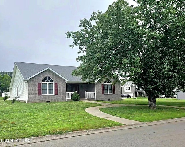 2004 Franklin Village Trce, Kingston, TN 37763 - ranch-style home with a front yard, brick siding, crawl space, and a porch