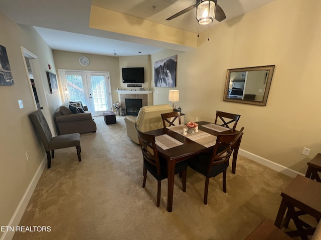 527 River Place Way Unit 516, Sevierville, TN 37862 - dining room with carpet floors, a fireplace, and ceiling fan