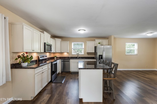 4313 Midview Ln, Knoxville, TN 37938 - kitchen with stainless steel appliances, plenty of natural light, a breakfast bar area, and a center island
