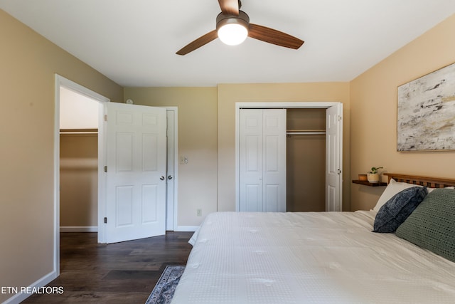 4313 Midview Ln, Knoxville, TN 37938 - bedroom featuring dark wood-style flooring, a closet, and ceiling fan