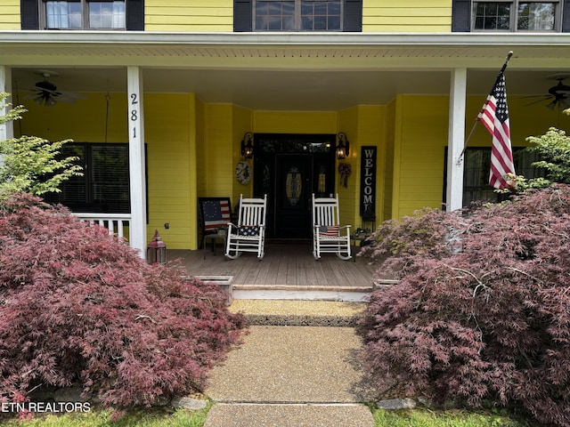 281 Red Williams Rd, Crossville, TN 38555 - entrance to property with covered porch and ceiling fan
