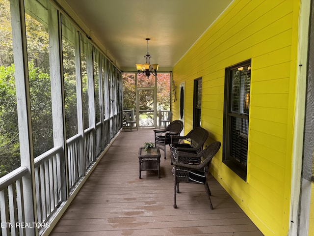 281 Red Williams Rd, Crossville, TN 38555 - sunroom featuring a chandelier
