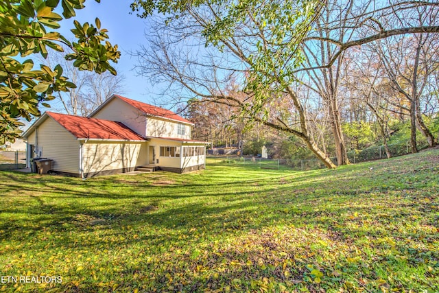 4004 Abercorn Rd, Knoxville, TN 37921 - fenced backyard featuring a sunroom and entry steps
