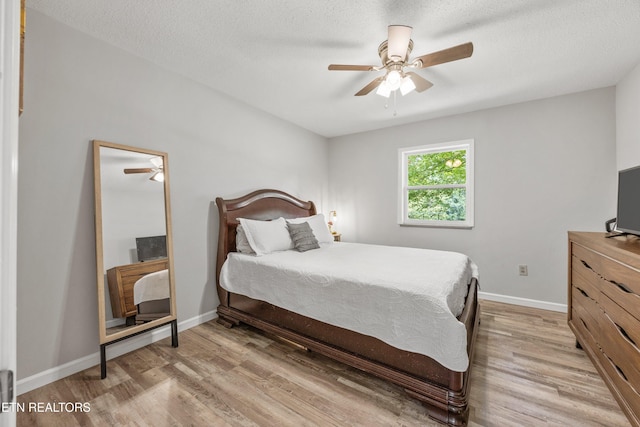 3408 Hackberry Rd, Knoxville, TN 37931 - bedroom with light wood-style flooring, a ceiling fan, and a textured ceiling