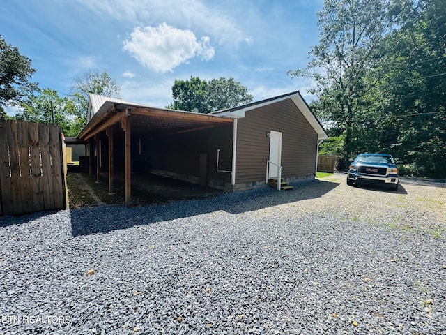 160 Clevenger Cut Off Rd, Newport, TN 37821 - view of home's exterior featuring entry steps, gravel driveway, crawl space, and a carport