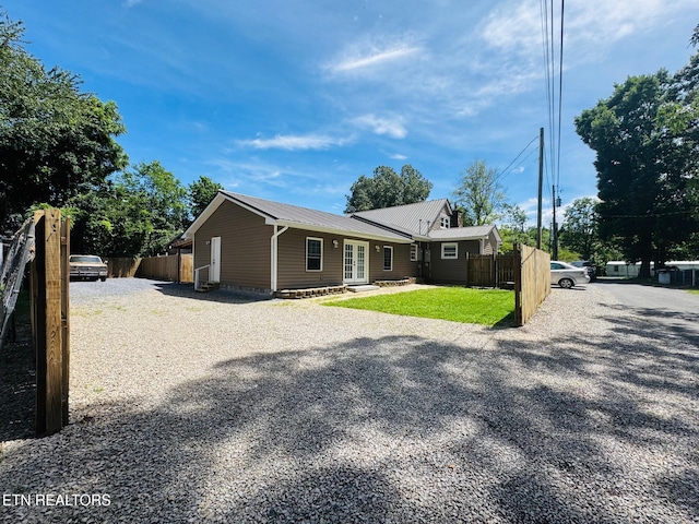 160 Clevenger Cut Off Rd, Newport, TN 37821 - view of front of house featuring french doors, driveway, and a metal roof