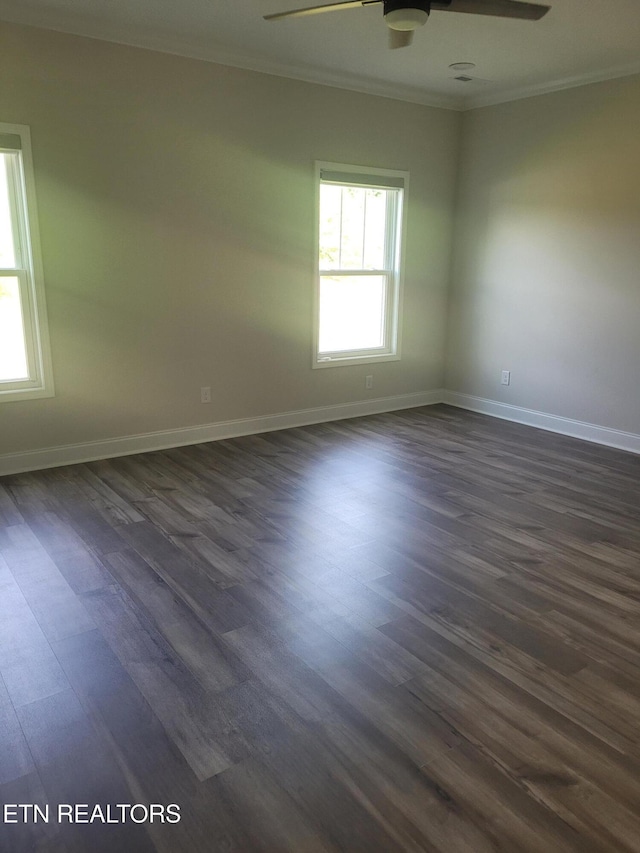 840 Granby Rd, Kingsport, TN 37660 - spare room with crown molding, a ceiling fan, and dark wood-style floors