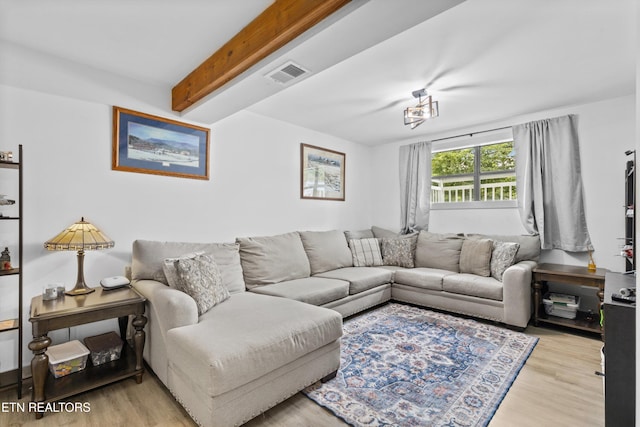 3123 Valemont Dr, Maryville, TN 37803 - living area with wood finished floors and beamed ceiling