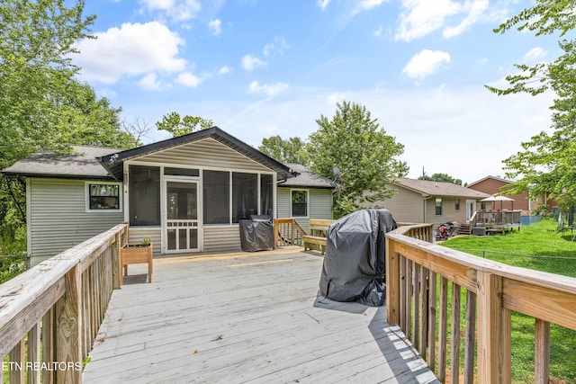 3123 Valemont Dr, Maryville, TN 37803 - wooden terrace featuring a sunroom and area for grilling