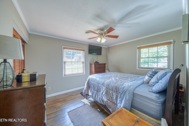 109 Wedgewood Rd, Oak Ridge, TN 37830 - bedroom featuring crown molding, multiple windows, wood finished floors, and a ceiling fan