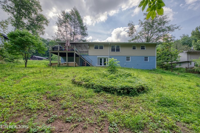 109 Wedgewood Rd, Oak Ridge, TN 37830 - back of house with stairs, a deck, and french doors