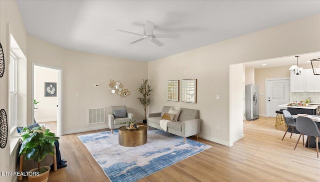 130 S Van Gilder St, Knoxville, TN 37915 - living area featuring ceiling fan and light wood-style floors