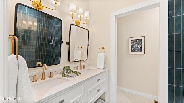 130 S Van Gilder St, Knoxville, TN 37915 - full bath featuring double vanity, a tile shower, and tile patterned flooring