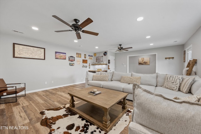 2679 Brooke Willow Blvd, Knoxville, TN 37932 - living area featuring a ceiling fan, light wood-style flooring, and recessed lighting