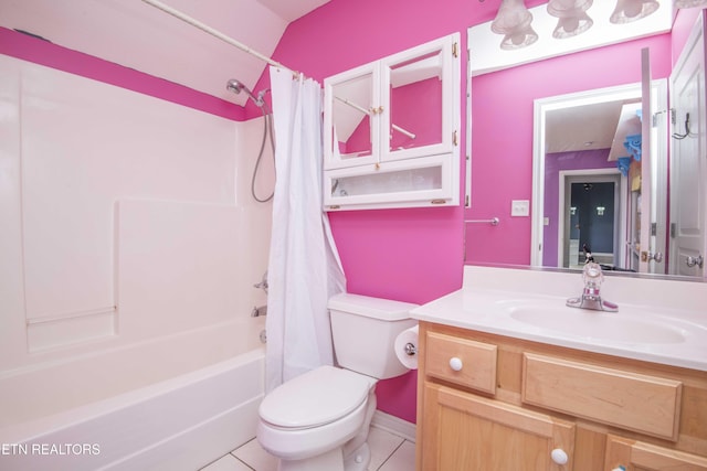1223 Walnut Branch Ln, Knoxville, TN 37922 - full bathroom featuring shower / bathtub combination with curtain, vanity, and tile patterned flooring