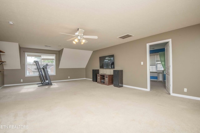 1223 Walnut Branch Ln, Knoxville, TN 37922 - unfurnished living room with a ceiling fan and light carpet