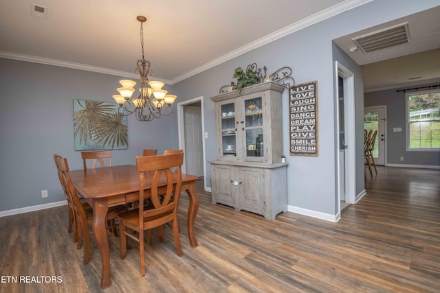 1223 Walnut Branch Ln, Knoxville, TN 37922 - dining room featuring a chandelier, ornamental molding, and wood finished floors
