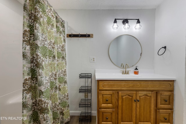 210 Conifer Rd, Winfield, TN 37892 - full bath featuring vanity, wood finished floors, and a shower with curtain