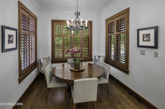 11211 Matthews Cove Ln, Knoxville, TN 37934 - dining space featuring a chandelier, wood finished floors, plenty of natural light, and ornamental molding
