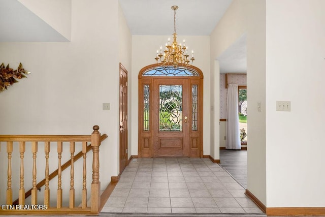 136 Oostagala Dr, Loudon, TN 37774 - foyer featuring a chandelier and light tile patterned flooring