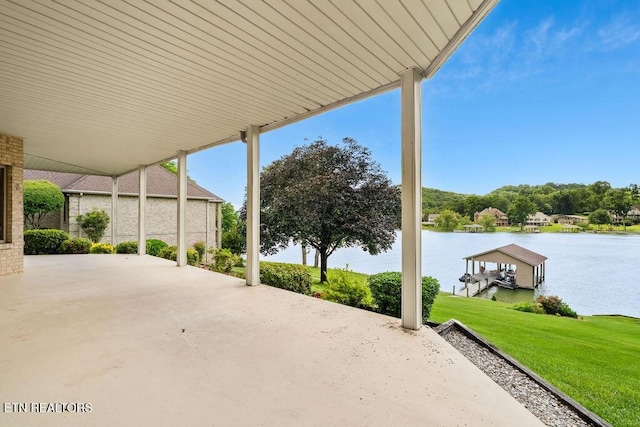 136 Oostagala Dr, Loudon, TN 37774 - view of patio featuring a water view and a dock