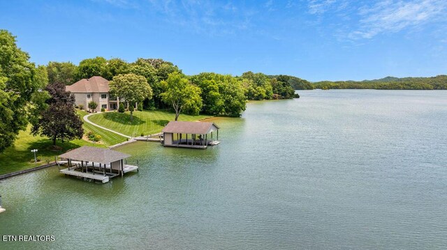 136 Oostagala Dr, Loudon, TN 37774 - dock area featuring boat lift and a water view