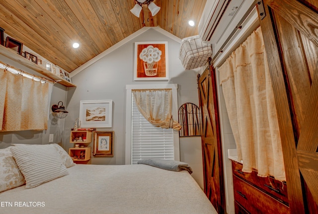1429 Alpine Dr, Sevierville, TN 37876 - bedroom featuring wooden ceiling, lofted ceiling, and recessed lighting