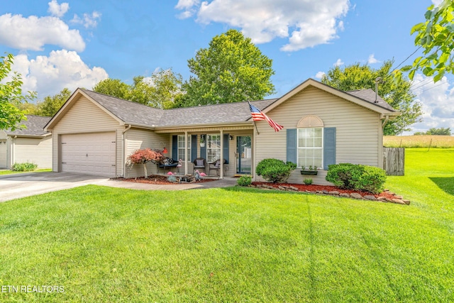 7527 Wheatmeadow Rd, Corryton, TN 37721 - single story home with an attached garage, a front lawn, driveway, covered porch, and a shingled roof
