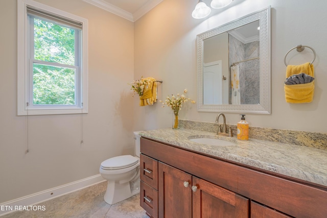 135 Chanusi Way, Loudon, TN 37774 - full bathroom with crown molding, vanity, healthy amount of natural light, a shower with shower curtain, and tile patterned floors