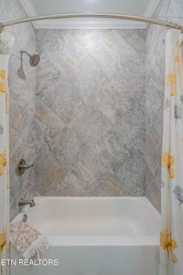 135 Chanusi Way, Loudon, TN 37774 - bathroom with shower / bath combo and crown molding
